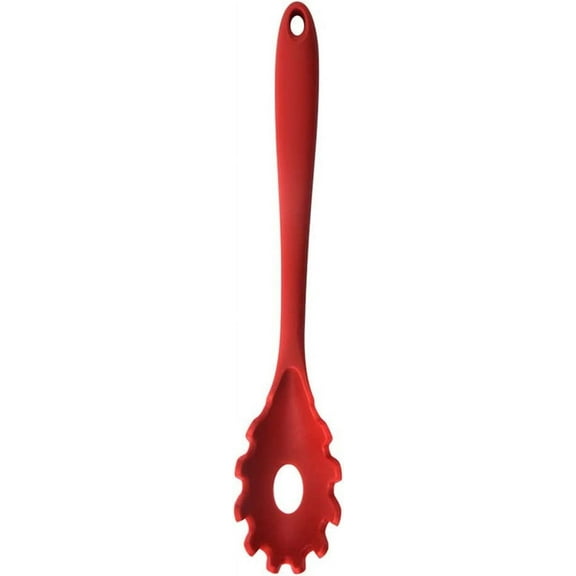 1-2 Pack Silicone Pasta Fork Heat Resistant Noodle Spaghetti Server Spoon (Red, 1 Pack)