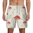 thumbnail image 2 of Picia Flat Mushrooms pattern Mens Swim Trunks with Compression Liner Stretch Beach Shorts Quick Dry with Zipper Pockets No-Chafing Board Shorts-Large, 2 of 9
