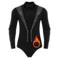 thumbnail image 6 of iiniim Men's Shiny Rhinestones Latin Dance Shirt Tango Training Performance Long Sleeve Leotard Top Black 3XL, 6 of 7