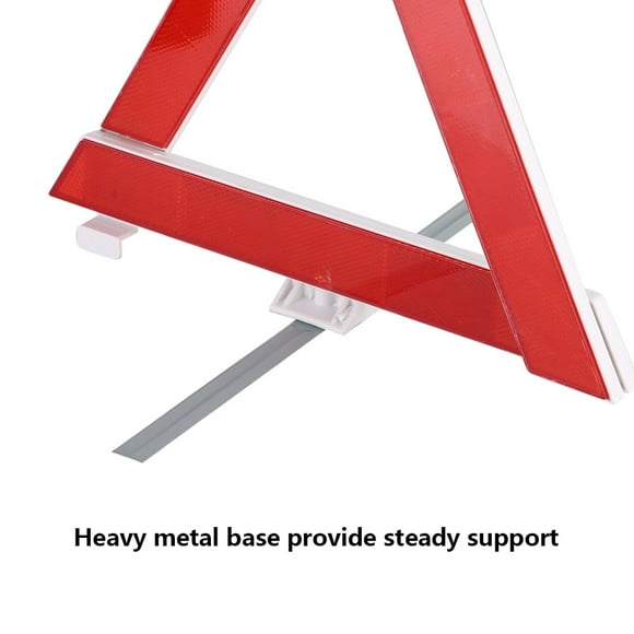 Bright Reflective Warning Sign with Heavy Metal Base Foldable Emergency Breakdown Stop Sign for Car Truck Motorcycle, Easy Installation Fit for Road Construction, Work Trucks,