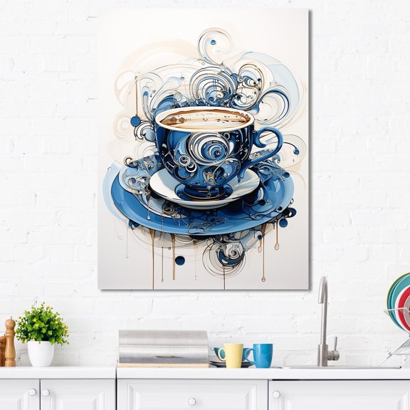 Designart "Glamorous Coffee Cup" Utensils Canvas Wall Art