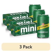 (3 pack) Schweppes Caffeine Free Ginger Ale Soda Pop, 7.5 fl oz, 10 Pack Cans