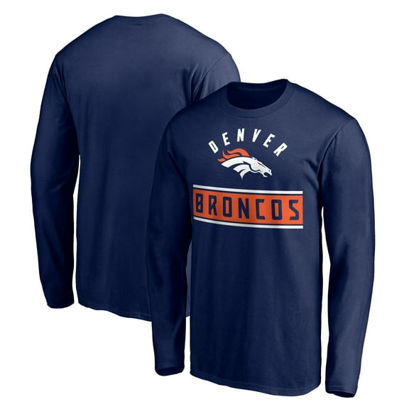 Men's Navy Denver Broncos Team Arch Knockout Long Sleeve T-Shirt