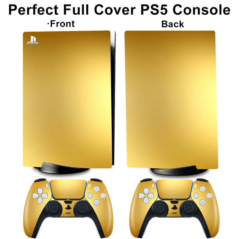  PlayVital Chrome Gold Glossy Full Set Skin Decal for ps5  Console Disc Edition, Sticker for ps5 Vinyl Decal Cover for ps5 Controller  & Charging Station & Headset & Media Remote 