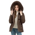 thumbnail image 4 of Winter Coat for Women with Fur Hooded Warm Parka Thicken Puffer Quilted Long Down Jacket Pockets Waistband, 4 of 6