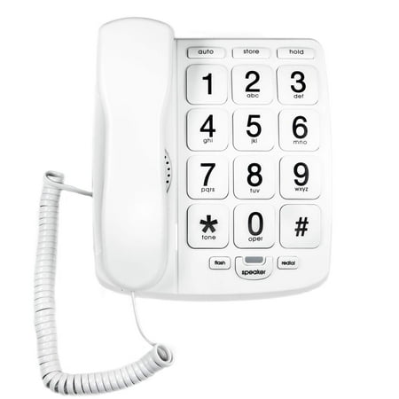 All Phones Tyler TBBP-4-WH Large Button Landline Phone with Speaker for The Elderly - Wall Mountable