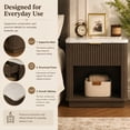 thumbnail image 3 of UHOMEPRO Modern Nightstand with Faux Marble-Look Top, Walnut Bedside Table with with Storage Drawer and Open Shelf, Wooden Bedside Storage Cabinet Unit for Bedroom, Guest Room, Dorm, 3 of 7