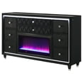 thumbnail image 4 of Coaster Lorient 8-Drawer Velvet Upholstered LED Flame Box Dresser in Black, 4 of 14