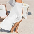 thumbnail image 5 of Baqcunre Beach Towel, Women Sarong Ruffle Tie Swimsuit Cover Up Skirt Chiffon Beach Wrap Long Bathing Suit Cover Ups White L, 5 of 6