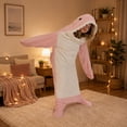 thumbnail image 4 of LEKWK Shark Blanket Hoodie Onesie Adult Funny Animal Onesie Cozy Flannel Shark Sleeping Bag Fleece Jumpsuit Pajamas Halloween Cosplay Costume, 4 of 7