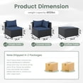 thumbnail image 5 of POTEBAN 5 Pieces Patio Conversation Set, Outdoor Black PE Wicker Sectional Sofa for Backyard Garden, Blue, 5 of 9