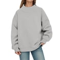 thumbnail image 6 of Gray Hoodies for Women Mock Neck Sweatshirt Women Fall Fashion Oversized Turtleneck Pullover Fleece Long Sleeve Sweatshirts Tops, 6 of 6