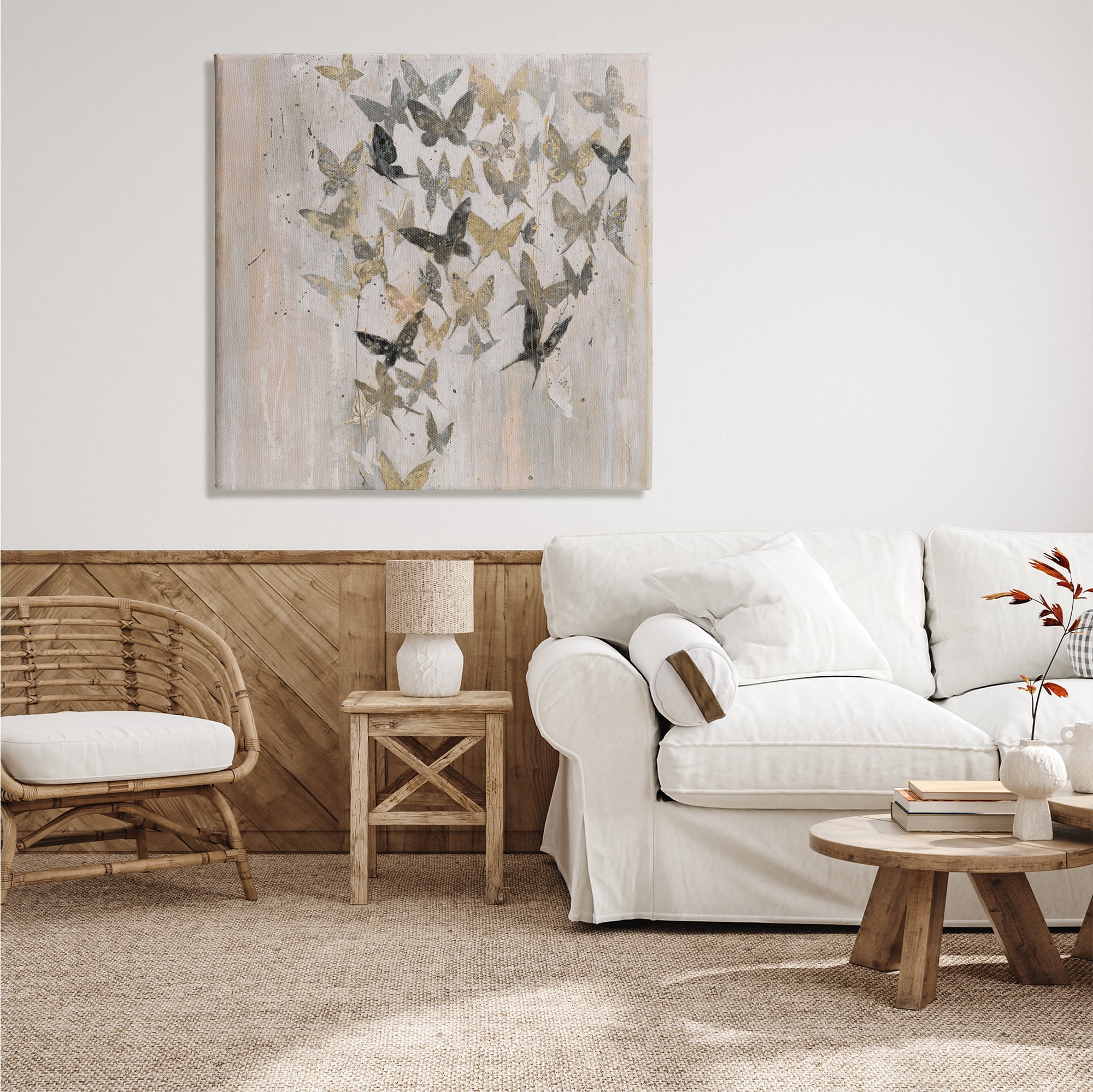 Stupell Industries Butterfly Cluster Abstract Country Insects Brown Grey, 36 x 36, Design by Liz Jardine