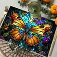 thumbnail image 2 of Butterflies Colorful Stained Glass Placemats Set of 4, Washable Table Mats Woven Heat Resistant Wipeable Indoor Outdoor Kitchen Farmhouse Dining Table Linens Coffee Place Mats 12x18 Inch, 2 of 5