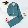 thumbnail image 2 of Women's Cotton Button-Up Pajama Set - 2 Piece Long Sleeve Soft Breathable Sleepwear with Chest Pocket, Comfy Stretch Loungewear for Year-Round, 2 of 7