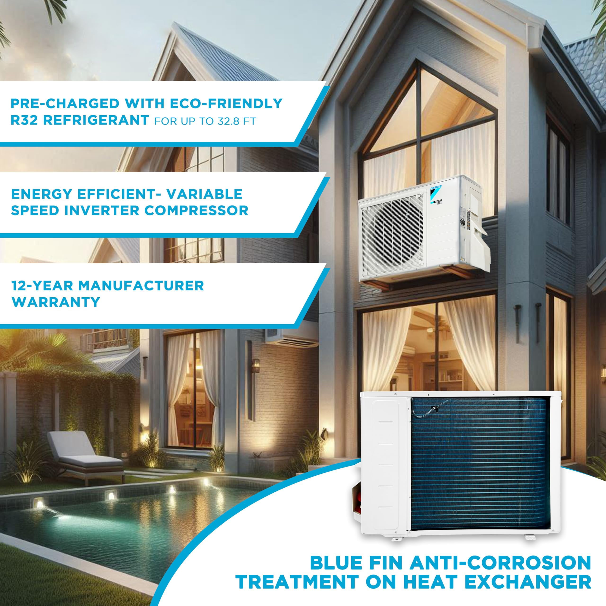 Daikin 18,000 BTU 21 SEER2 Oterra R32 Series Ductless Mini-Split