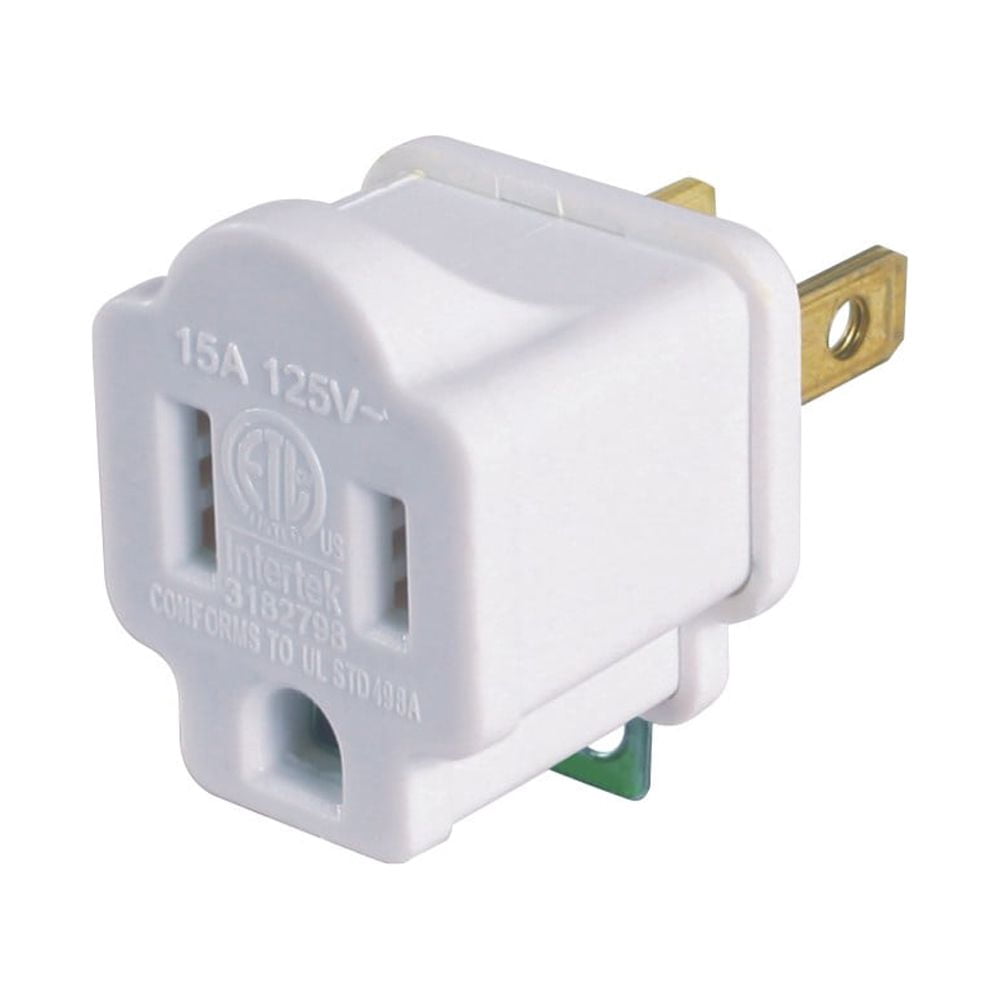 Hyper Tough 3-Pack Polarized Plug to Grounded White Indoor Adapter