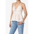 thumbnail image 3 of TheMogan Women's S~3X Cross Strap Smocked Back Crochet Lace Ruffle Peplum Cami Top, 3 of 7