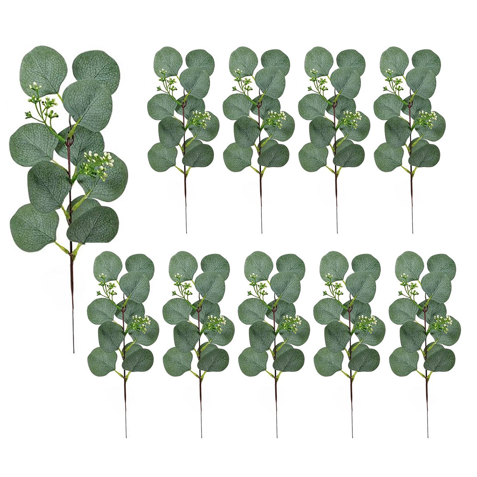 5/10pcs Artificial Eucalyptus Leaves Stems Eucalipto Branches for Floral Bouquet 
