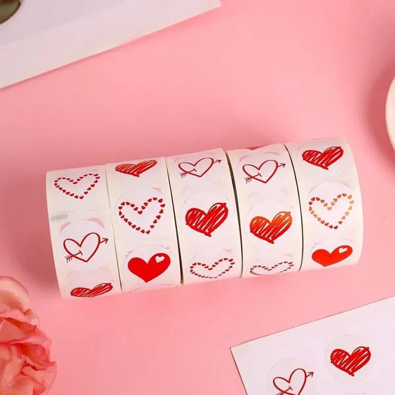 500pcs/roll Heart Stickers Roll; Heart Stickers Labels for Baking Packaging; Envelope Seals; Small Business