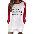 thumbnail image 1 of Nueva moda Casual estampado manga larga cuello redondo contraste Color suéter Top mujer ropa sudadera vestido Pompotops  hdfakjf3836, 1 of 5