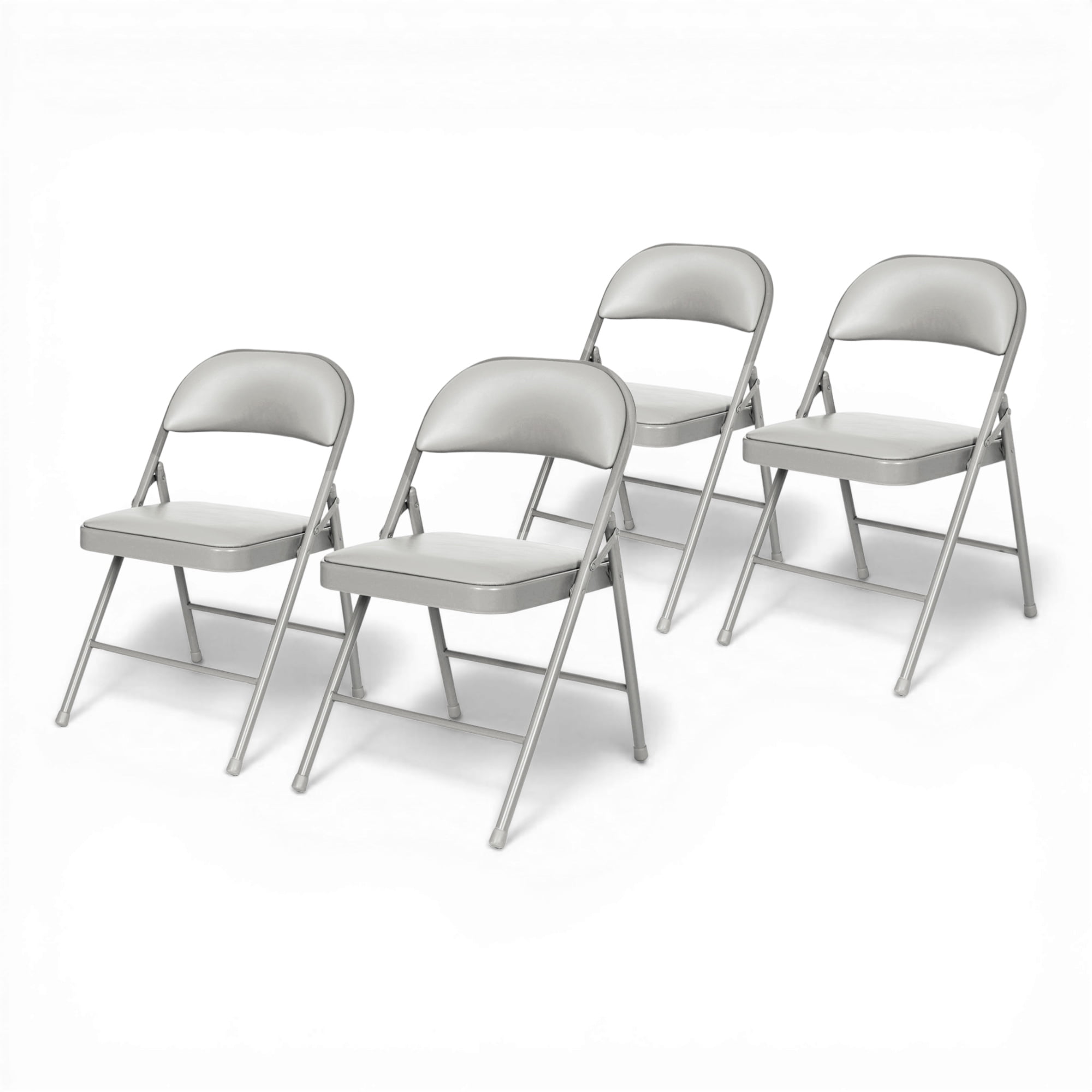 Hampden Furnishings Bernadine Collection Basics Vinyl Folding Chair, Grey, Pack of 4