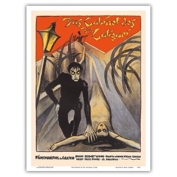 The Cabinet of Dr. Caligari - Starring Werner Krauss and Conrad Veidt - Vintage Film Movie Poster c.1920 - Master Art Print (Unframed) 9in x 12in