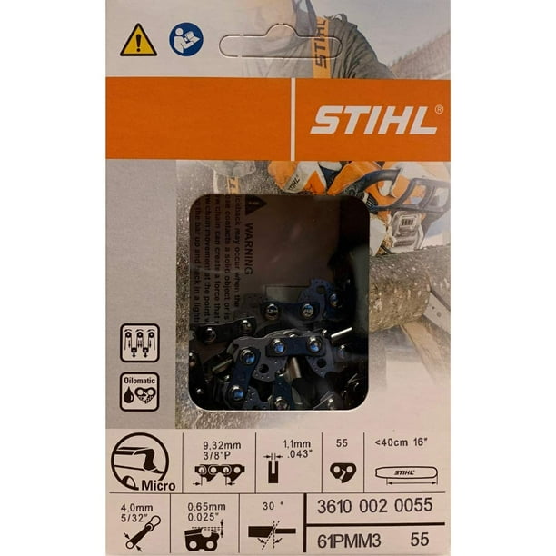 Cadena de motosierra Stihl 61PMN3 para barra de 16 pulgadas con paso de 3/8