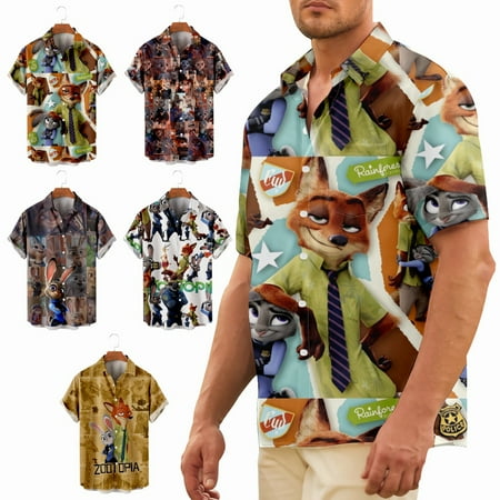 

Unisex Casual Short Sleeve Polo Shirts Tropical Party Costume For Men