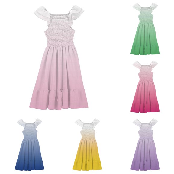Kids Dress Short Sleeve Charming Ruffle Trim Layered Classic Special for Summer and Casual Dress Set