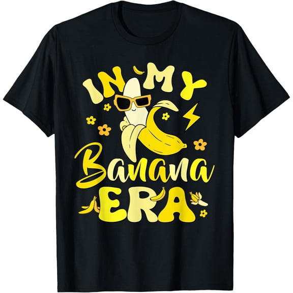 Retro Funny Banana Wearing Sunglasses Graphic Tee - Trendy In My Banana Era Cotton T-Shirt for Men and Women - Cute Summer Fruit Apparel