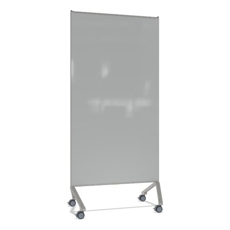 UPC: 0014935313197 | Ghent Pointe Non-Magnetic Mobile Glassboard Gray Silver Frame 77×36