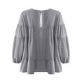thumbnail image 6 of Gvmfive Women Casual Ruffles Round Neck Long Puff Sleeve Tops Blouse Shirt, 6 of 7