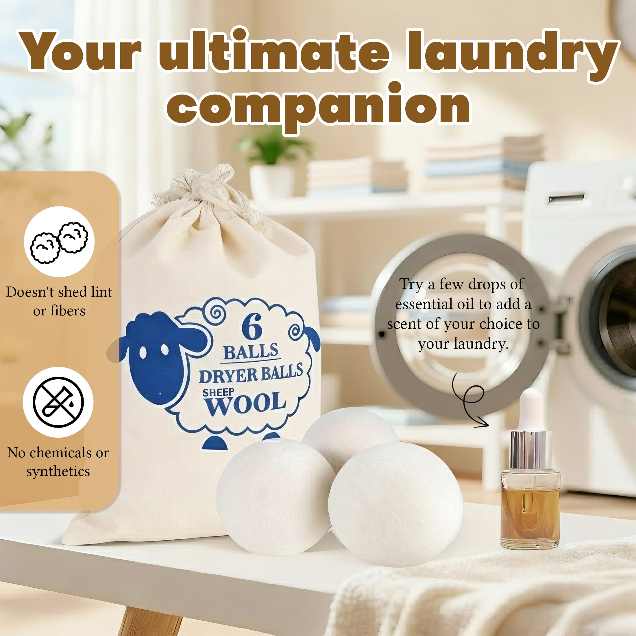 CISILOV Wool Dryer Balls 6 Pack, New Zealand Sheep Wool Handmade Dryer Balls, Reusable Laundry Dryer Balls to Reduce Drying Time, Wrinkles & Static, Eco-Friendly Fabric Softener Alternative