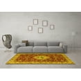 thumbnail image 3 of Ahgly Company Machine Washable Indoor Square Persian Yellow Traditional Area Rugs, 4' Square, 3 of 4
