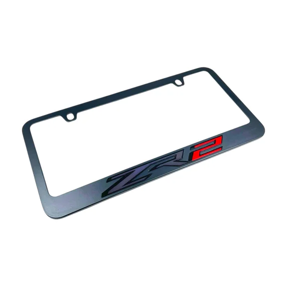 Chevrolet ZR2 Black License Plate Frame - Gray Logo