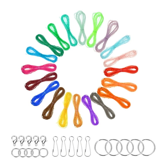 Uxcell Lanyard String Kit, 20 Colors Glitters Lacing Cord with Accessories