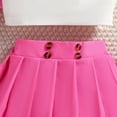 thumbnail image 5 of Toddler Girl Outfits Size 6-7 Toddler Kids Summer Clothes Solid Short Sleeve Coat Suit Camisole Crop Tops Skirt 3Pcs Set Girls Clothing Set Hot Pink, 5 of 5