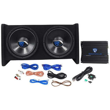 Rockville RV12.2B Dual 12" Vented Subwoofer System with 1200W Mono Amplifier & Wiring Kit