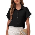 thumbnail image 2 of Solapa camisa versátil con cuello en v mangas de encaje top top suelto para mujer top transpirable para mujer Camisas con botones para mujer Casual cuello en V mangas de encaje ANGGREK Otros, 2 of 6
