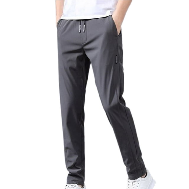 Pantalon Homme Taille Élastique Polyester Tendance Décontracté avec Cordon de Serrage pour Rue Noir m