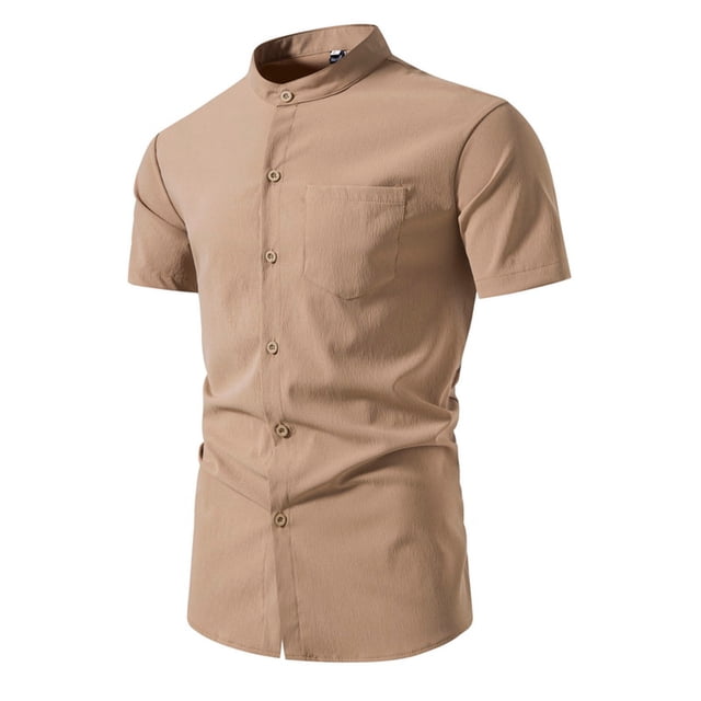 Birdeem Chemises pour Hommes Mode Décontractée Imprimé Col Rond Bouton Manches Courtes Chemise Blouse