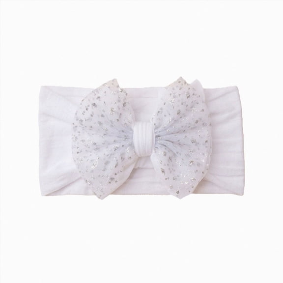 Cdudpw Baby Headbands and Bows Hairbands Soft Nylon Elastics Handmade Girls for Newborn Babies Infant Toddlers Kids(White,One Size)