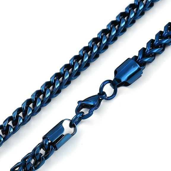 1pc Ion Plating(IP) 304 Stainless Steel Wheat Chain Necklaces for Men Blue 24.02 inch(61cm)
