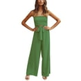 thumbnail image 2 of ZAZYULZ Resort Wear for Women Elegant And Casual Women's Strapless Sleeveless Wide Leg Jumpsuit With Tie Belt(Green,L), 2 of 6