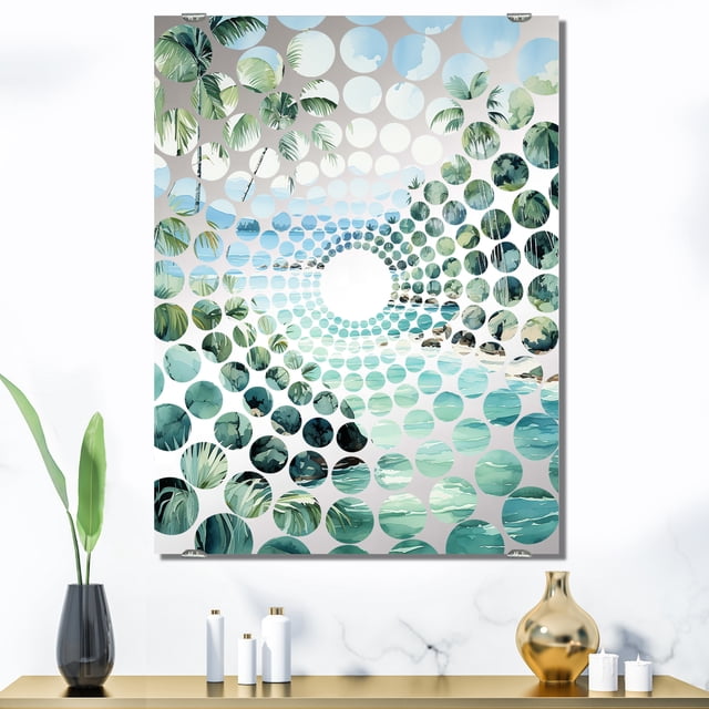 Designart "Escape to a Tropical Beach I" Coastal Tropical Oversized Wall Mirror - Coastal Nautical Bathroom Wall Mirror Decor - Multiple Color Options