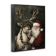 thumbnail image 3 of Stupell Industries Santa & Reindeer Portrait Holiday Painting Black Framed Art Print Wall Art, 24 x 30, 3 of 8