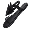 thumbnail image 3 of Kojanyu Women's Bow Knot T-Strap Flat Sandals Open Toe Summer Casual Beach Walking Thong Shoes PU Leather Slip On Footwear, 3 of 10