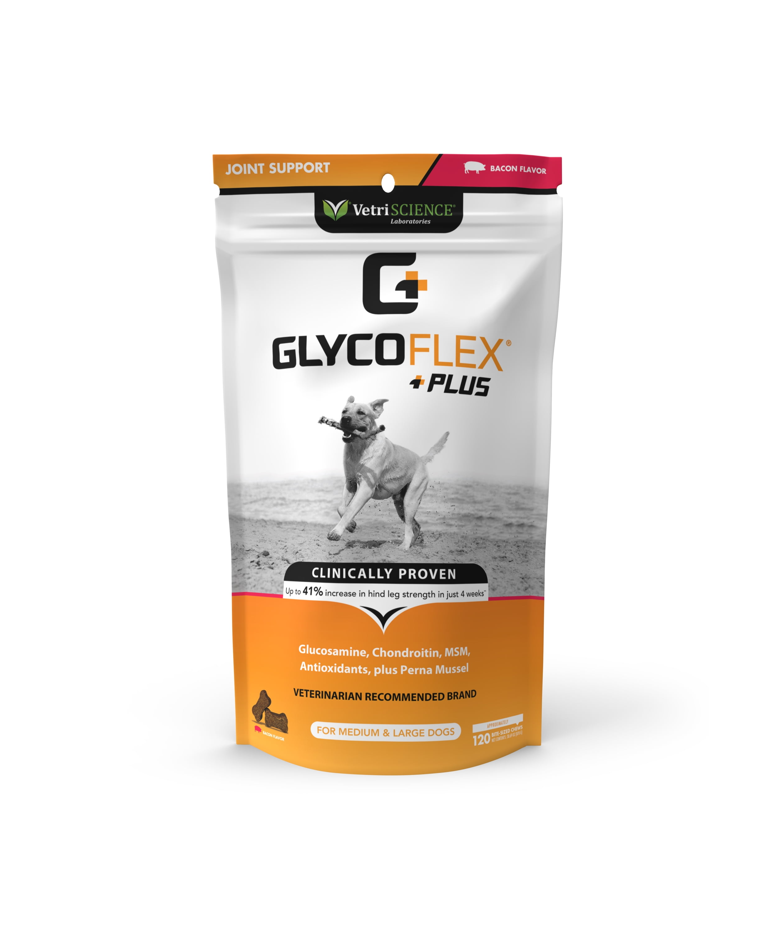 VetriScience GlycoFlex Plus Hip and Joint Supplement for Dogs ExtraStrength Joint Support Chews