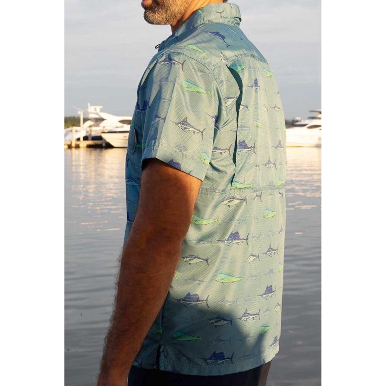 Mens Performance Short Sleeve Button Up Quick Dry Shirt 50+ UPF